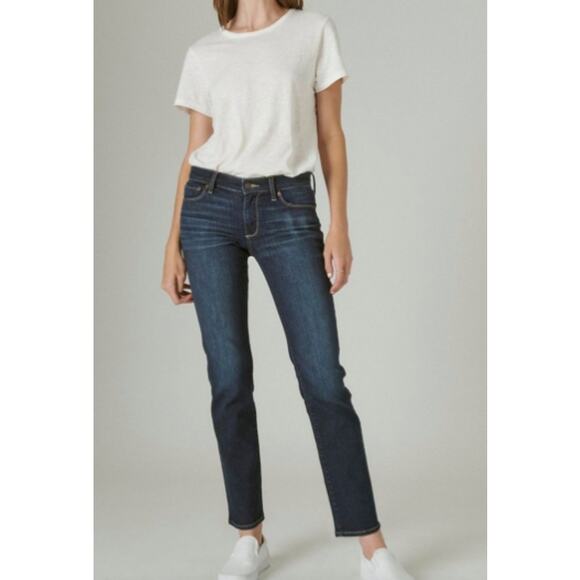 Lucky Sweet' N Straight Mid Rise Straight Denim Jeans Dark Blue Wash 27/4 Ankle - Picture 2 of 11